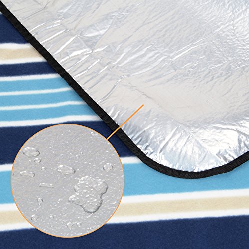 Yorbay Picknickdecke 200 x 200 cm XXL Fleece wasserdicht Decke mit Tragegriff (Blau) - 6