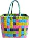 Produktbild normani® Einkaufstasche Shopper geflochten aus Kunststoff - robuster Strandkorb Vintage Style 38cm x 25cm x 28cm Farbe Classic/Lolly Pop