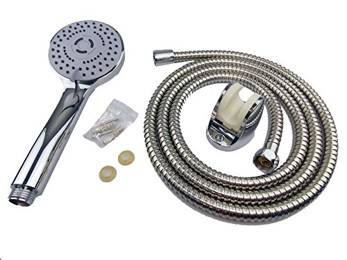 JJOnlineStore – 2 m/6.6 ft Handheld Badezimmer Dusche Kopf Flexible Schlauch Rohr chrom Set Bad Halterung 3 Modus mit Beschlägen - 5