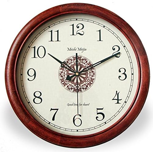 Mahogany simple round wall clock,Silent wall clocks European-style retro clock Sweep second movement-A diameter30.5cm(12inch)