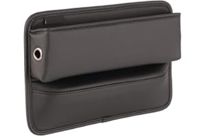Lwuey Autositz Lückenfüller, Konsolen-Seitentasche Organizer Tasche PU Leder Aufbewahrungsbox Multifunktionaler Seiten Stauraum mit Ladungsleitung Loch Automobil Vordersitzen Bereich Schwarz