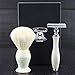 Haryali london Hand Assembled Sophist Collection Elegantly Designed White Badger Hair Shaving Brush With Safety Razor & Pack Of Wilkinson Blades.