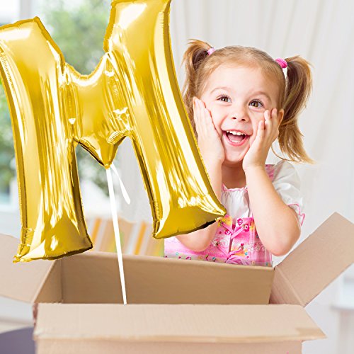 Folienballon – BUCHSTABE M GOLD – XXL 70cm, Luftballon mit Buchstaben + PORTOFREI mgl + Geschenkkarten Set + Helium & Ballongas geeignet. High Quality Premium Ballons vom Luftballonprofi & deutschen Heliumballon Experten. Luftballon Geschenk und lustige Ballon Deko - 4
