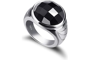 Dankadi Anello in agata nera, grande, 16 mm, 18 mm, rotondo, quadrato in 925, in argento Sterling, semplice gravidanza, 52 – 70 mm, anello di lusso vintage Punk, regalo gioielli per uomo e donna di