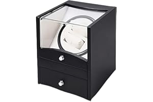 MaestroRelojero - Carica Orologi Automatici per 2 Orologi | Scatola per Orologi in Legno e Microfibra | Vetrina Portagioie | Misure 180x190x180 mm | Funzione Ventola