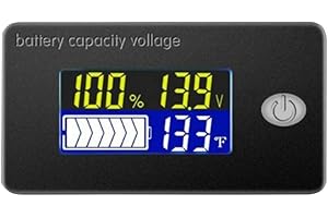 MEROURII Indicateur Capacité Batterie, 12V24V36V48V60V72V Compteur de Tension Capacité Jauge Batterie avec Rétro-éclairage Affichage LCD pour Moto Voiture