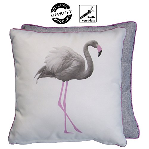 Dekokissen / Flamingo (rosa) / mit RV und herausnehmbarer Füllung / 100% PE / 40x40cm / Zierkissen / Sofakissen / mit Keder - 2