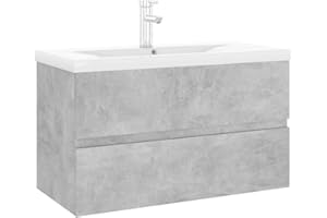 vidaXL Mobile Bagno con Lavabo Integrato Grigio Cemento in Truciolato