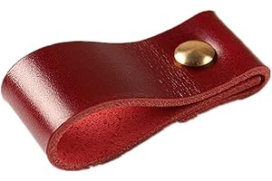 AKERDA Poignées De Tiroir En Cuir 6 Pcs Armoire Armoire Armoire Porte Poignée Tiroir Armoire Cuir De Vachette En Cuir Poignée Anti Collision Rouge Foncé