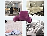 Kenmont Luxus Lendenkissen |Lesekissen|Rückenkissen|Bücherkissen|Fernsehkissen| Bedrest Weich Plüsch Kissen für Auto, Bett, Büro-Stuhl und Sofa, Ergokissen (63x40x26cm, Dunkel Grau) - 5