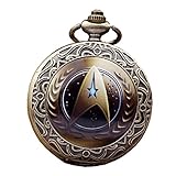 Retro-Star Trek-Taschenuhr, Steampunk, Analog, Quarz, mit Halskette (Kaffeefarben)