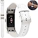 Produktbild Wafly Lederarmband für Fitbit Charge 2, Leder Ersatzband Uhrenarmband Fitbit Charge 2 Leder Armbänder Armband mit Metallverschluss für Männer, Damen, Mädchen, 5.5’’-8,5'' (Weiß)