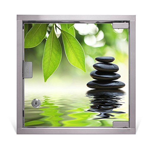 Medizinschrank groß Edelstahl abschließbar 30x45x12cm Arzneischrank Medikamentenschrank Hausapotheke Erste Hilfe Schrank Motiv Steine&Relax - 2