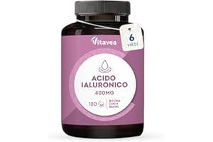 VITAVEA BIEN-ETRE ACIDO IALURONICO 400 mg - 180 compresse - Integratore a base di acido ialuronico ad alto dosaggio - Ricco in Biotina e Zinco - Per una pelle più liscia, tonica ed elastica - Vitavea