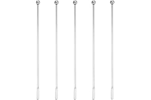 SYEYCW 5 Pcs Stainless Steel Cocktail Stirrers, 19cm Drink Mixing Spoon with Small Rectangular Paddles, Coffee Beverages Cocktail Swizzle Stick, for Coffee Bar, Juices, Chocolate, Milk, Silver
