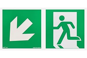 notlok Safety Work - Cartello Uscita Emergenza [ 30 x 15 ] | PVC fotoluminescente + adesivi per il montaggio | Cartelli Segnaletici di Sicurezza, Segnaletica Sicurezza Sul Lavoro, Cartelli Sicurezza