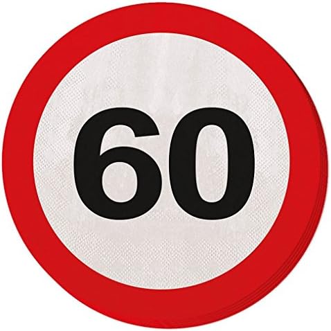 60th Birthday 20 Paper Napkins Traffic Sign Age Party