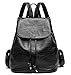 Produktbild Damen Rucksack, Mode Rucksack hochwertige Jugend wasserdichtes Leder Kratzfest Rucksack, College-Stil Multifunktions-zweifarbige Casual Damen Umhängetasche,Black