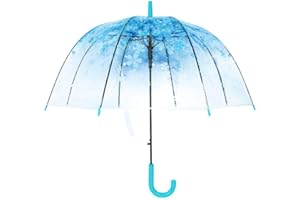 RUIBOW Clear Canopy Bubble Umbrella Transparent Dome Shape Cherry Blossoms,Windproof Lightweight Stick Umbrella