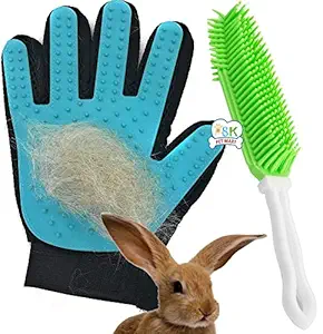 PSK PET MART Rabbit Brush and Grooming Glove - 2PCS - Gentle on Bunnies and Guinea Pigs- Small Animal Hair Remover