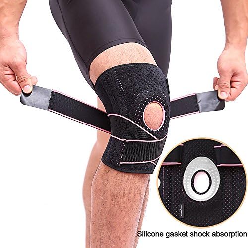 Knee Brace, ACL and meniscus tear, Open-Patella Stabiliser, Adjustable Brace, Sports Leg Knee Support Brace for Sports Injury Rehabilitation &amp; Protection against Reinjury, running, walking, cycling, basketball, gardening,1PCS,Pink