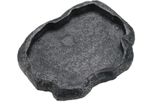 Hffheer Wasserschale für Reptilien, Langlebig, Rock Feeder Bowl, Schildkröte, Eidechsenharz, Wasserschüssel, Reptilien, Terrarium, Futterschale (S-grün)