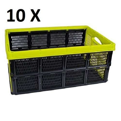 10 Stück Klappbox, 32 Liter, 51 x 34 x 23cm, farbig sortiert, Polypropylen