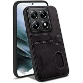 Zebana Xiaomi Mi 14T Pro ile Uyumlu Kılıf Zebana Kartlıklı L&uuml;x Deri Kılıf Siyah