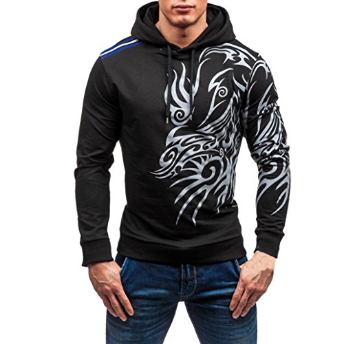 Preisvergleich Produktbild Kapuzenpullover Sweatshirt Mantel Herren Outwear StrickJacke Men Printed Langarm Sweatshirt Tops Bluse Von Xinan (XXL, Schwarz)