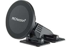 PROfezzion Uchwyt na deskę rozdzielczą i wentylację, uchwyt na telefon, magnetyczny uchwyt na telefon iPhone 15 15 Plus 15 Pro Max 14 13 12, z klejem 3M i metalowym pierścieniem
