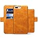 Produktbild iPhone 6 Plus/6s Plus Leder Flip Case Handyhülle und Brieftasche Handytasche mit 4 Kredit Kartenfächer - Abnehmbare Magnet Schutzhülle - Standfunktion,Khaki