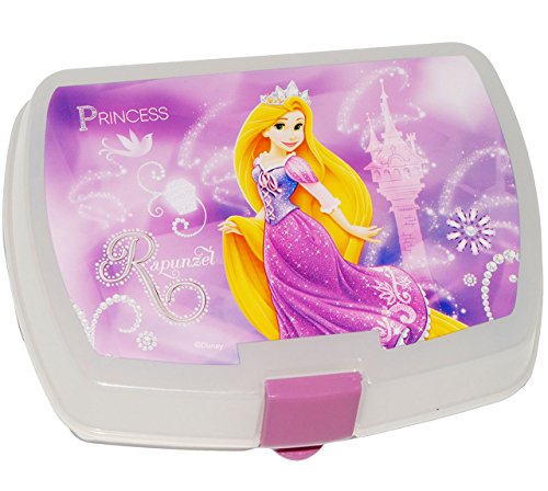 Preisvergleich Produktbild Lunchbox / Brotdose - " Disney - Rapunzel " - neu verföhnt Prinzessin - Brotbüchse Küche Essen - für Mädchen - Kinder Vesperdose - Brotzeitdose / Schmetterlinge Märchenschloß - Dose Box leicht transparent