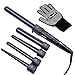 CkeyiN® 5-in-1 Curling Wand Adjustable Temperature 360° Swivel Power Cord Ceramic Barrels Hair Curling Iron Styling Tong with Anti-Heat Glove- Standard UK Plug