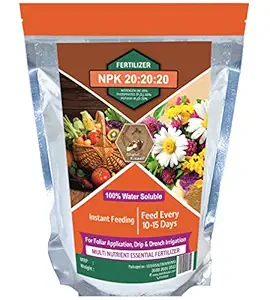 Shehri Kisaan NPK 20:20:20 Water Soluble Fertilizer for Plants- 450 Grams | Plant Nutrient & Complete Garden Food | All Purpose Fertilizers & Soil Manure Conditioner Liquid Application