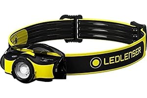 Lampe frontale LED Ledlenser iH5R professionnelle, rechargeable batterie, fixation pour casque fournie, 400 lumens, lumière rouge, peut fonctionner 1 pile AA, clip métallique, travail, artisan