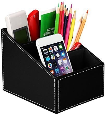 PU Leather Remote control / controller TV Guide / mail / CD organizer / caddy / holder (Black)