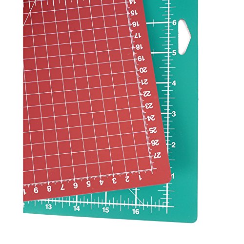 SewEasy Schneidematte, 47 x 30,4 cm (A3) | selbstheilend | mit Hilfslinien, Skalierung cm und inch | Schnittunterlage schont Klingen | Schneide-Unterlage, Cutting Mat für Patchwork | grün-dunkelrote Bastelmatte, hochwertige Bastelunterlage und Arbeitsunterlage | Beidseitig verwendbare Nähunterlage | Sew Easy - 2