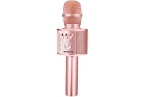 BONAOK Drahtloses Bluetooth Karaoke Mikrofon, Tragbares 3 in 1 Karaoke Handmikrofon Geburtstagsgeschenk Home Party Lautsprecher für iPhone/Android/iPad/PC/Smartphone (Rose Gold Plus)