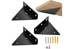 WEERSTONE Shelf Brackets Invisible Triangle Wall Brackets Hidden Wall Shelf Brackets Wall Mounting, Floating Shelf Brackets for Warehouse Shelf, Bookshelf, Kitchen Shelves (Black 4 Pack)