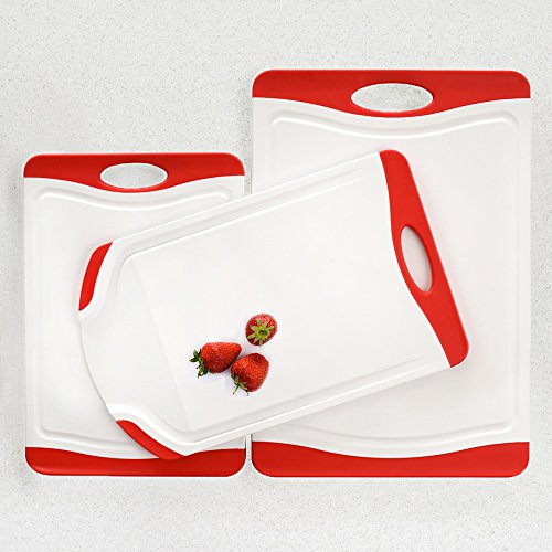 ProCook Colourpro Schneidebrett rutschfest Set, 3-teilig rot - 2