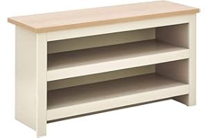 GFW The Furniture Warehouse Lancaster Oak Top Open Shoe Bench with Shelf Storage up to 8 Pairs - Blue, Cream or Grey (Cream)