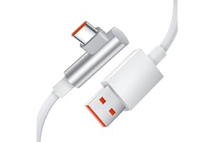 TITACUTE Kabel USB C 90 stopni, 1, 8 m, kabel do ładowania dla graczy Xiaomi 11T, 12 Pro, 120 W, 6 A, kabel do szybkiego ładowania, 67 W, Fast Turbo Charge Mi 12 X 12S Ultra 11 Redmi Note 10, biały