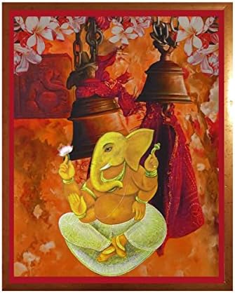 Antaram Designs room decor canvas wall art frameless Hd print accent wall canvas painting Ganesha Bell Wallart