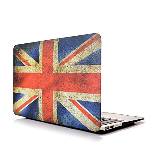 HASESS Jahrgang Union Jack Muster Matte Gummi Coated Harte Schale Case Abdeckung für 13-Zoll MacBook Air 13.3″ A1369 A1466 + Klar TPU Tastatur Abdeckung + Klar LCD-Schirm-Schutz – UK Flaggege - 2