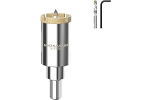 MOLLOM (26mm | 1-3/128") Scie Cloche Diamantée avec 2 Mèches Pilotes Amovibles pour une Coupe Lisse sur les Carreaux en Porcelaine, Verre, Céramique, Marbre, Fibre de Verre, etc