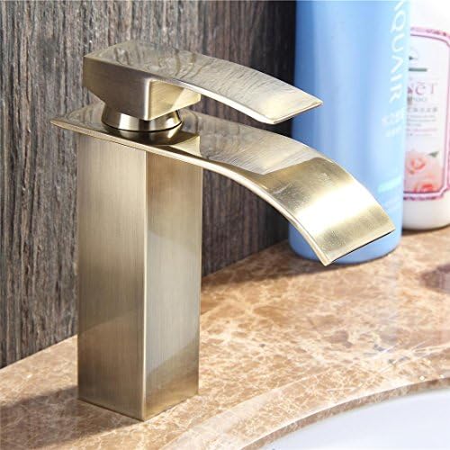Modern Retro Bath Basin Sink Taps Flat Spout Single Lever Various Color Square , Bathroom Kitchen Hot And Cold Mixer Lavatory Faucet , Gold