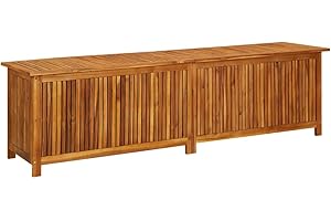 vidaXL Caja de Almacenaje de Jardín Cofre Almacenamiento Patio Terraza Exterior Embalaje Herramientas Organizador 200x50x58 cm Madera Maciza Acacia