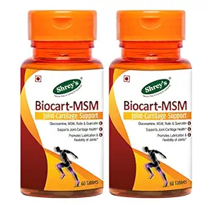 Shrey's Biocart-MSM Glucosamine, MSM, Quercetin & Rutin - 60 Tablets (for Optimal Joint-Cartilage Support & Pain Relief) (Pack of 2)