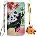 Produktbild Flip Handy Schutzhülle für Samsung Galaxy A7 2018 Case Cover mit Tier Kable Stift, Stoßfest Weich PU Leder Brieftasche Damen Herren Karten Magnet Stand Halter Klappetui (Panda)
