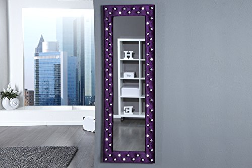 Großer Wandspiegel BOUTIQUE 170×60 lila Samt mit Strassknöpfen - 3
